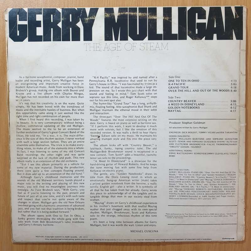Gerry Mulligan  The Age Of Steam - Vinyl LP Record - Very-Good Quality (VG)  (verry)
