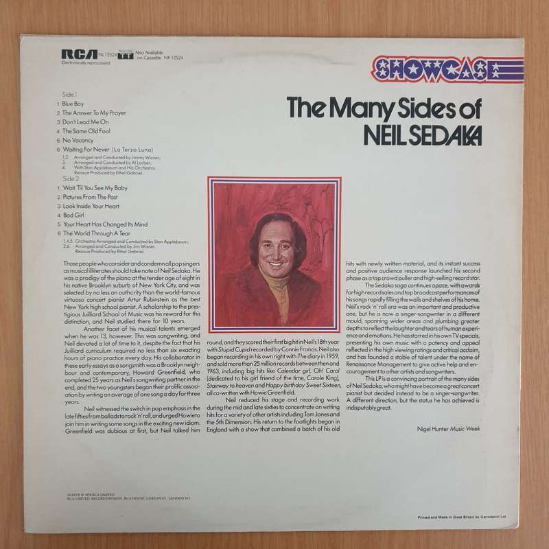 Neil Sedaka  The Many Sides Of Neil Sedaka   Vinyl LP Record - (VG+) (verygoodplus)