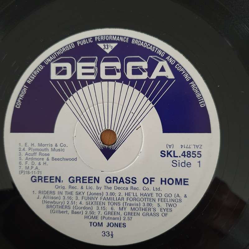 Tom Jones  Green, Green Grass Of Home   Vinyl LP Record - (VG+) (verygoodplus)
