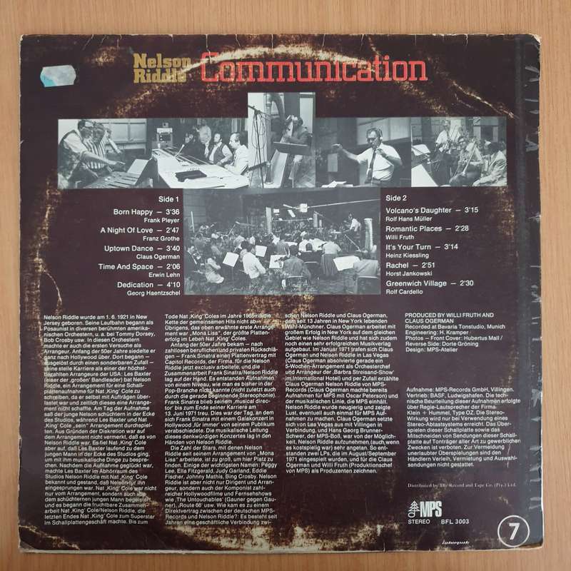 Nelson Riddle  Communication   Vinyl LP Record - (VG+) (verygoodplus)