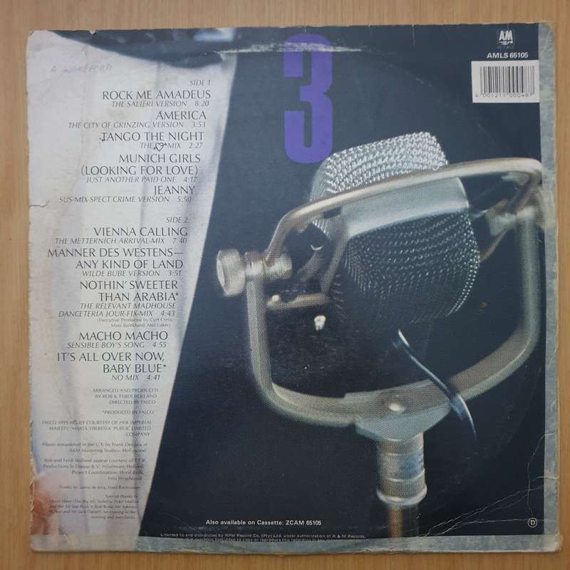 Falco  3 - Rock Me Amadeus - Vinyl LP Record - Very-Good Quality (VG)  (verry)