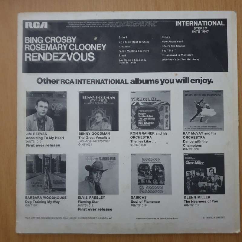 Bing Crosby, Rosemary Clooney  Rendezvous  - Vinyl LP Record - Very-Good- Quality (VG-) (minus)