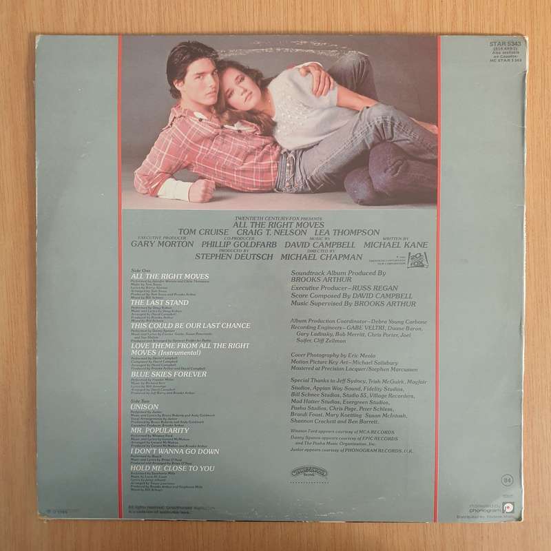 All The Right Moves (Original Soundtrack From The Motion Picture) - Vinyl LP Record - Very-Good+ ...