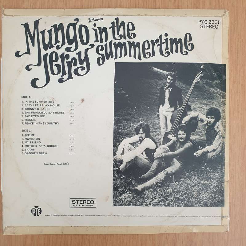 Mungo Jerry  Mungo Jerry (Featuring In The Summertime) - Vinyl LP Record - Very-Good+ Quality ...