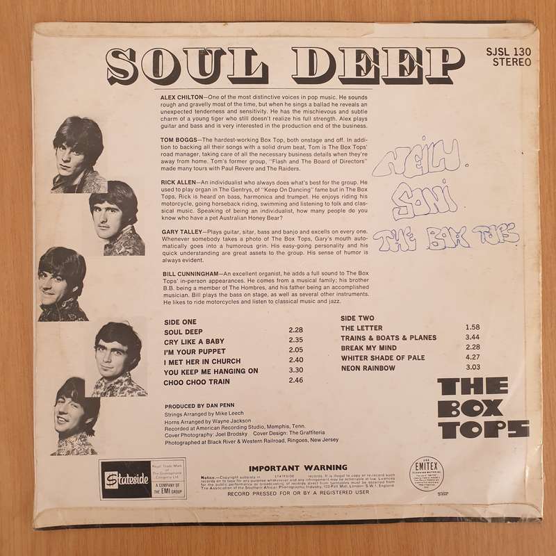 The Box Tops  Soul Deep - Vinyl LP Record - Very-Good+ Quality (VG+) (verygoodplus) (D)