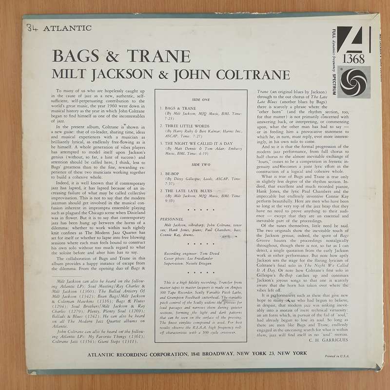Milt Jackson & John Coltrane  Bags & Trane - Vinyl LP Record - Good+ Quality (G+) (gplus)