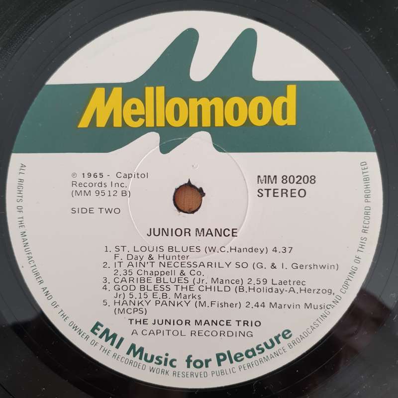Junior Mance  Junior  - Vinyl LP Record - Very-Good- Quality (VG-) (minus)