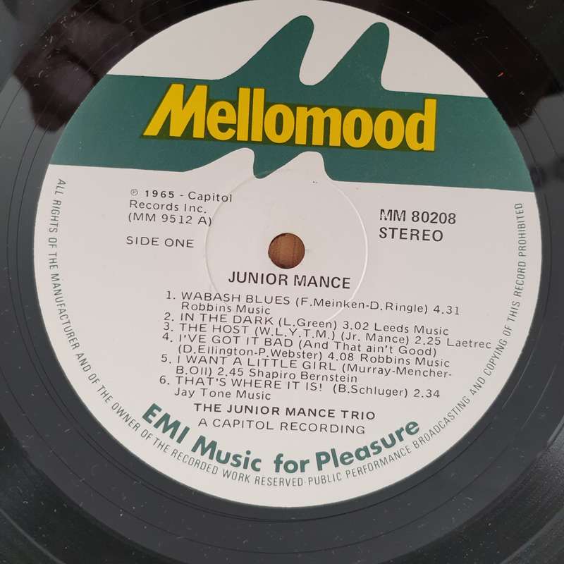 Junior Mance  Junior  - Vinyl LP Record - Very-Good- Quality (VG-) (minus)