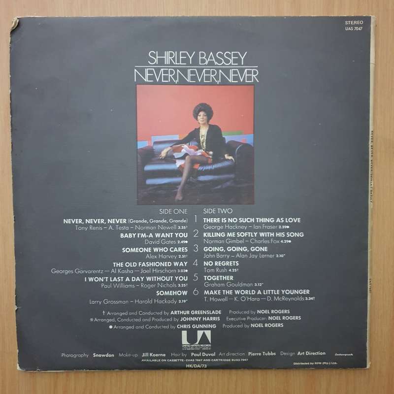 Shirley Bassey - Never, Never, Never - Vinyl LP Record - Very-Good Quality (VG)