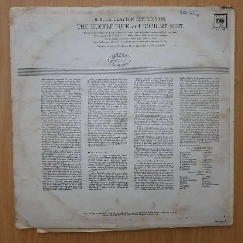 Buck Clayton  A Buck Clayton Jam Session (The Huckle-Buck And Robbin's Nest)  - Vinyl LP Recor...