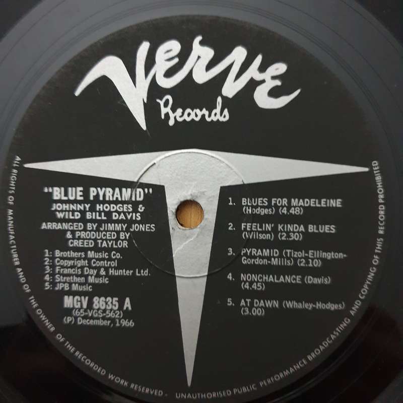 Johnny Hodges, Wild Bill Davis  Blue Pyramid  - Vinyl LP Record - Very-Good- Quality (VG-) (mi...
