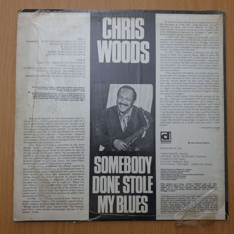 Chris Woods  Somebody Done Stole My Blues - Vinyl LP Record - Very-Good Quality (VG)  (verry)