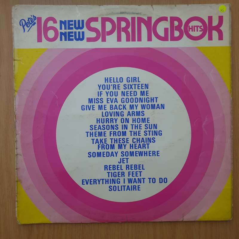 Pete's 16 New Springbok Hits - Vinyl LP Record - Very-Good Quality (VG)  (verry)