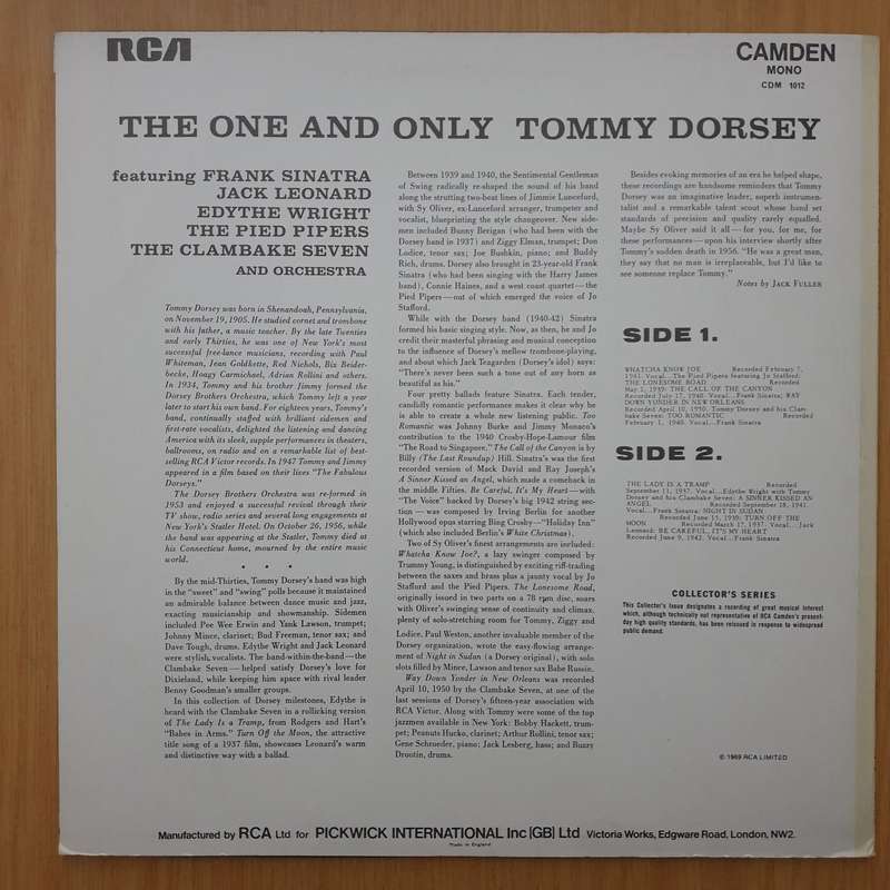 The One and Only Tommy Dorsey - Vinyl LP Record - Very-Good+ Quality (VG+)