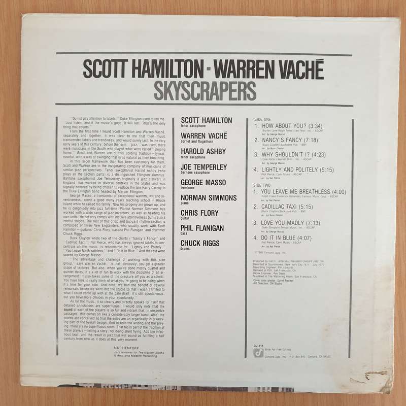 Scott Hamilton - Warren Vaché  Skyscrapers - Vinyl LP Record - Very-Good+ Quality (VG+) (very...
