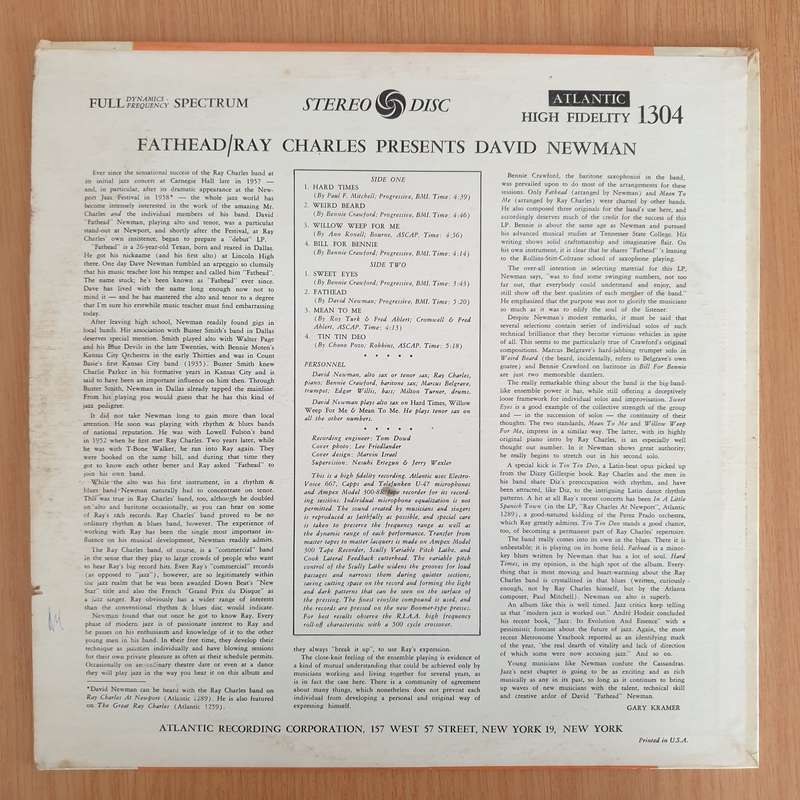 Ray Charles Presents David Newman  Fathead - Vinyl LP Record - Very-Good+ Quality (VG+) (veryg...