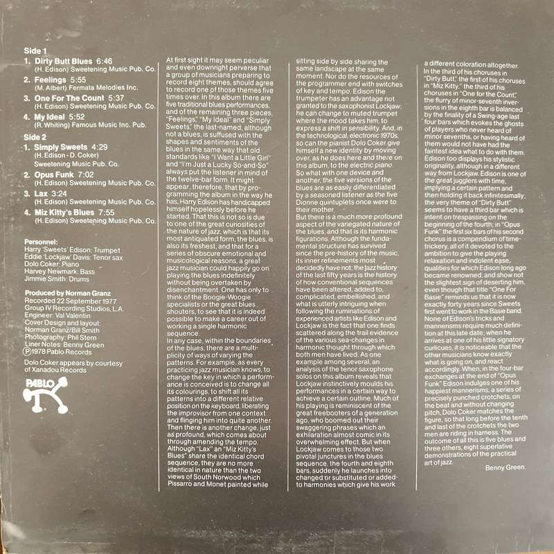 Harry Edison and Eddie 'Lockjaw' Davis  Simply Sweets - Vinyl LP Record - Very-Good+ Quality (...