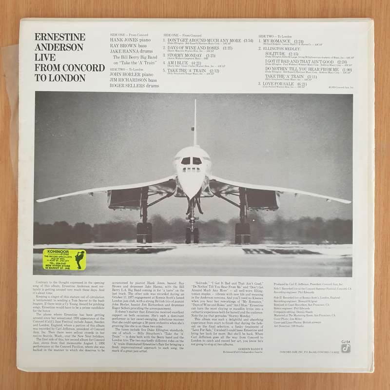 Ernestine Anderson  Live From Concord To London - Vinyl LP Record - Very-Good+ Quality (VG+) (...