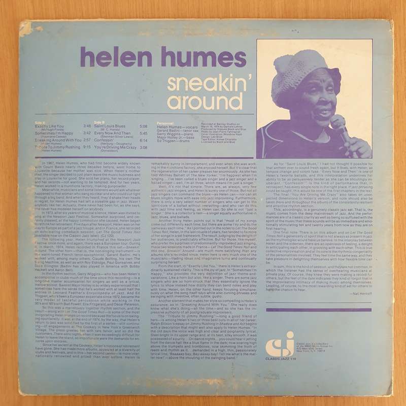 Helen Humes  Sneakin' Around - Vinyl LP Record - Very-Good- Quality (VG-) (minus)
