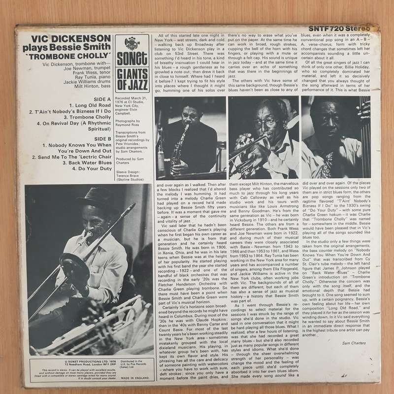 Vic Dickenson  Trombone Cholly - Vinyl LP Record - Very-Good- Quality (VG-) (minus)