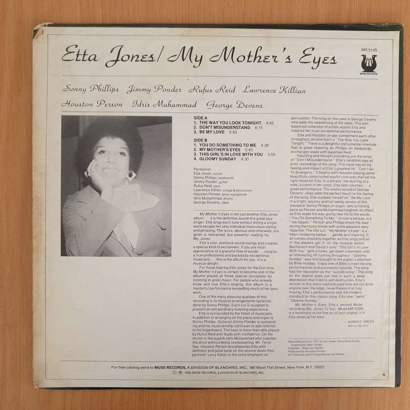 Etta Jones  My Mother's Eyes -  Vinyl LP Record - Good+ Quality (G+) (gplus)