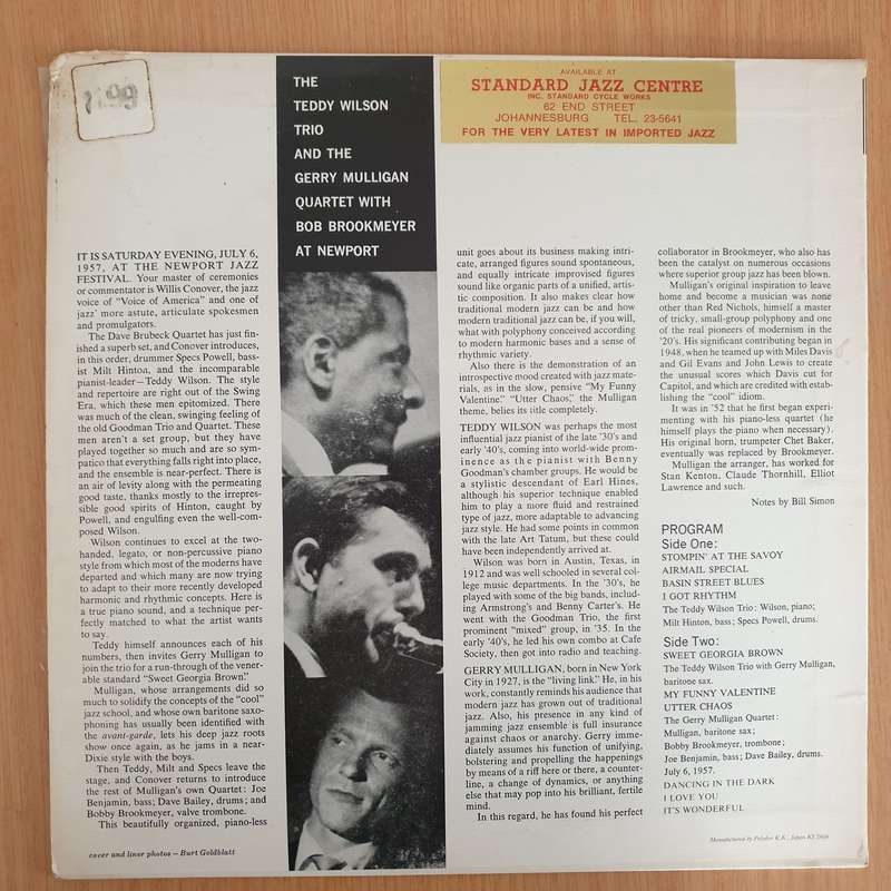 The Teddy Wilson Trio & Gerry Mulligan Quartet With Bob Brookmeyer & Bill Evans  At Newport (J...