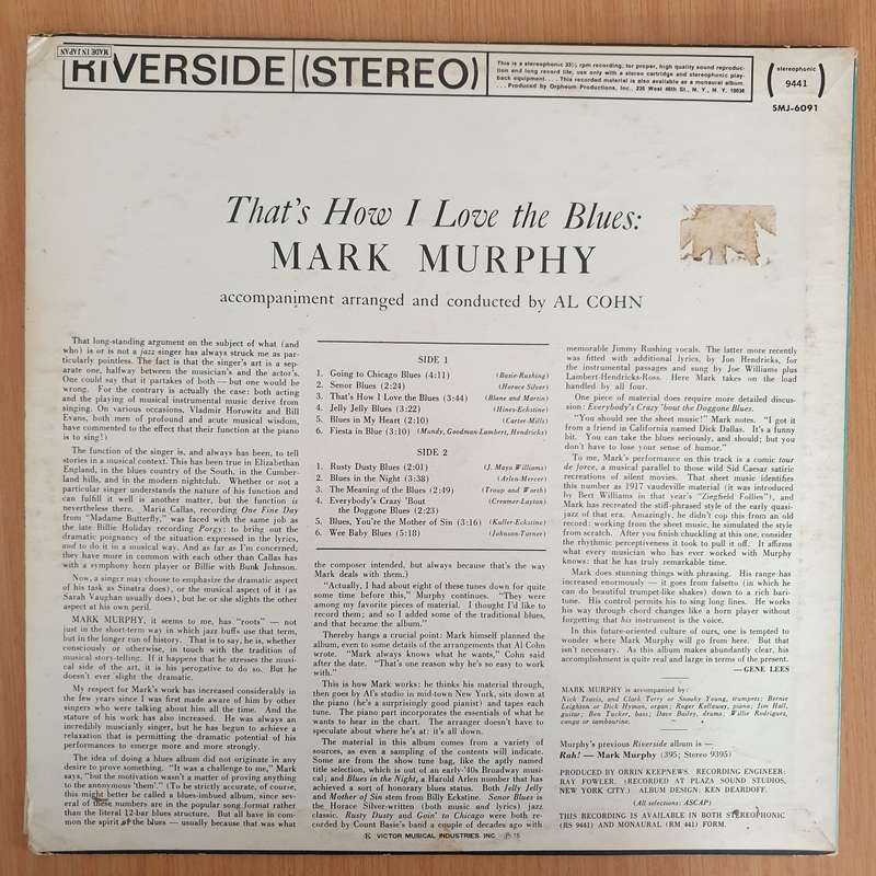 Mark Murphy  That's How I Love The Blues (Japan Pressing) - Vinyl LP Record - Very-Good+ Quali...