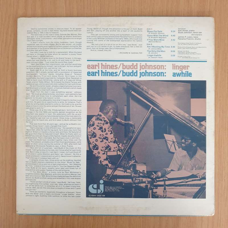 Earl Hines / Budd Johnson  Linger Awhile - Vinyl LP Record - Very-Good+ Quality (VG+) (verygoo...