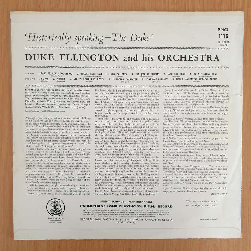 Duke Ellington And His Orchestra  Historically Speaking - The Duke  - Vinyl LP Record - Very-G...
