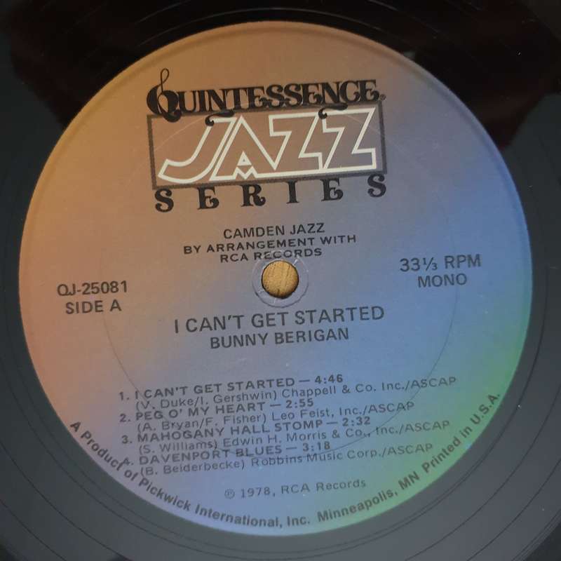 Bunny Berigan  I Can't Get Started - Vinyl LP Record - Very-Good+ Quality (VG+) (verygoodplus)