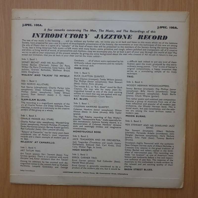 Jazztone Society - Introductory Jazztone Record (10") - Vinyl LP Record - Very-Good+ Quality (VG+...