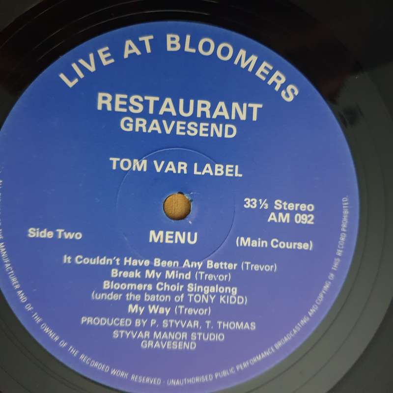 Restuarant Gravesend - Live At Bloomers (Autographed) - Vinyl LP Record - Very-Good+ Quality (VG+...