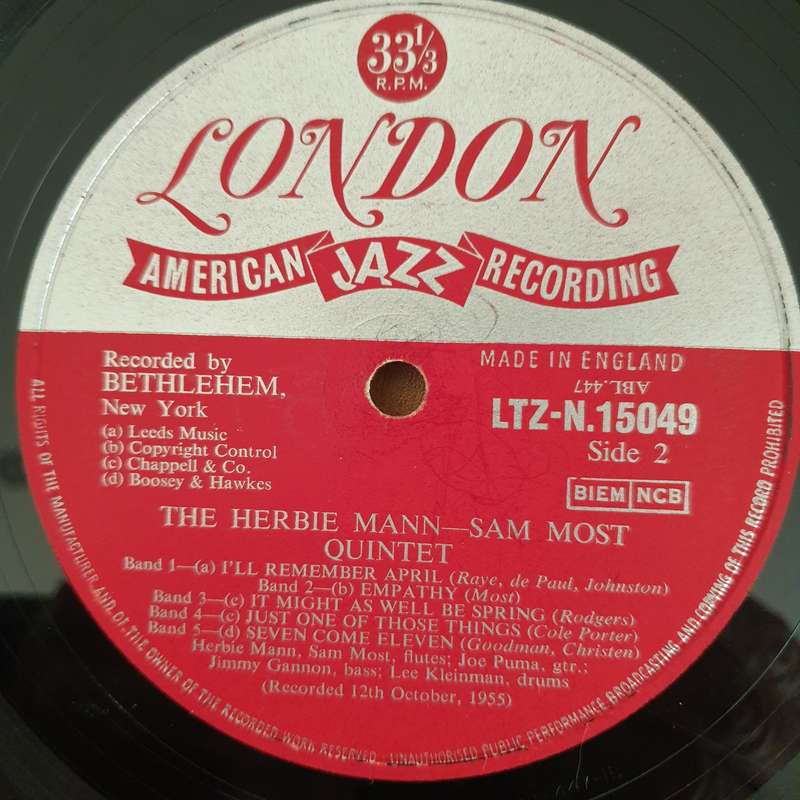The Herbie Mann-Sam Most Quintet  The Herbie Mann-Sam Most Quintet - Vinyl LP Record - Very-Go...