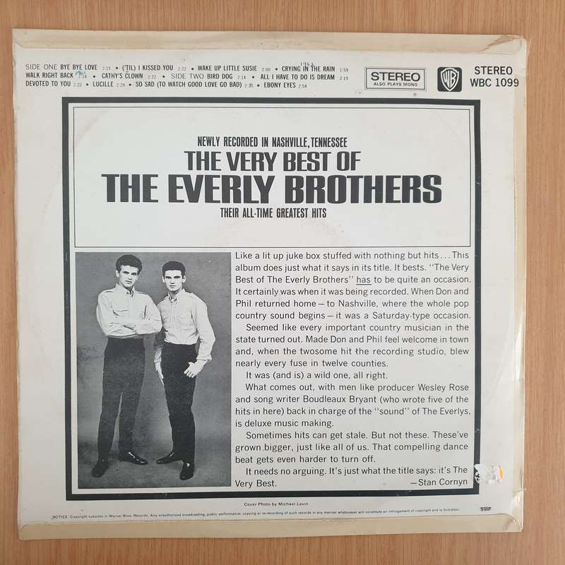 Everly Brothers - The Very Best of The Everly Brothers  - Vinyl LP Record - Very-Good+ Quality (V...