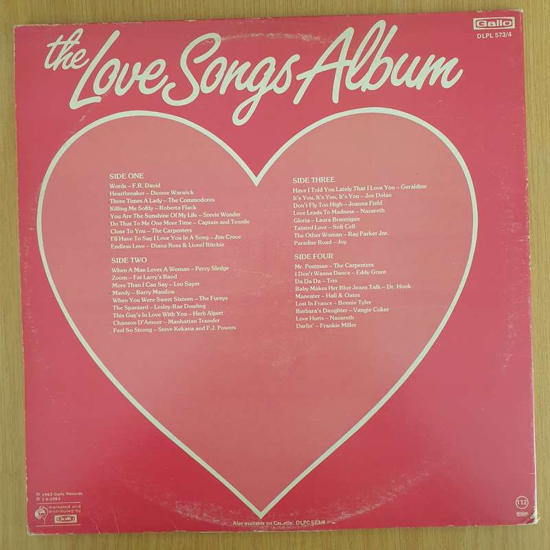 The Love Songs Album - 35 Original Hits - Original Artists  - Double Vinyl LP Record  (VG+)