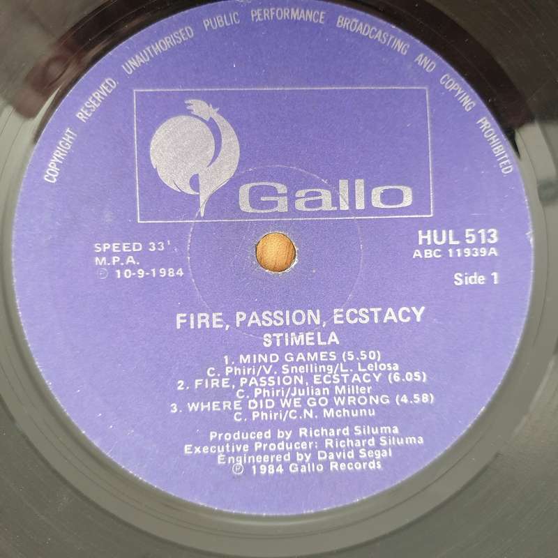 Stimela  Fire, Passion, Ecstasy  Vinyl LP Record - Good Quality (G)