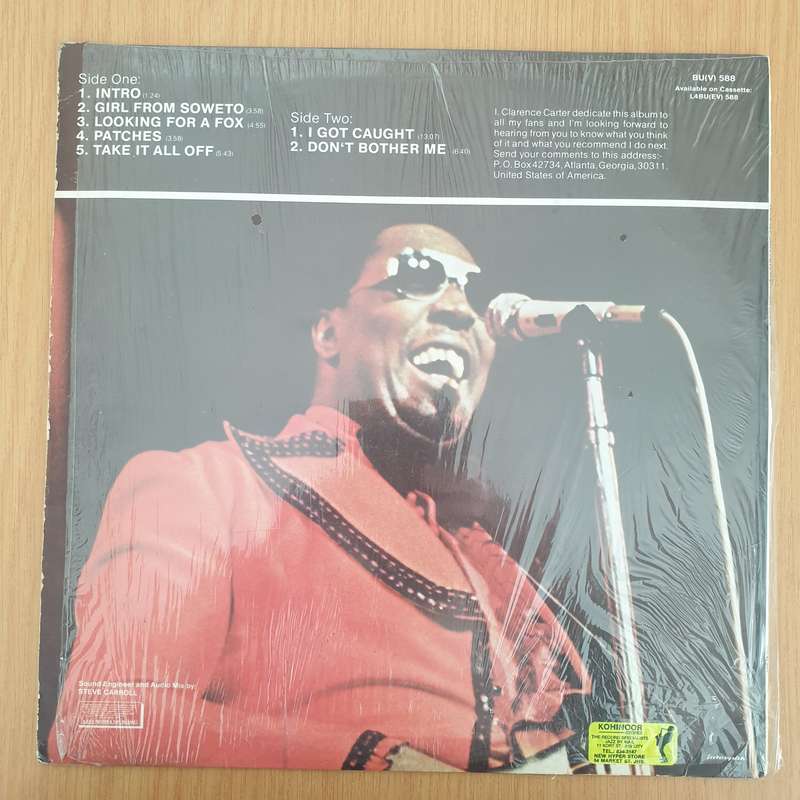 Clarence Carter  Live In Johannesburg - Vinyl LP Record - Very-Good- Quality (VG-) (minus)