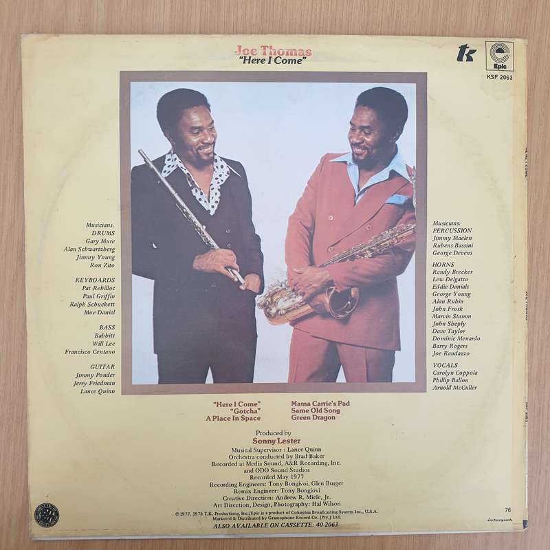 Joe Thomas  Here I Come - Vinyl LP Record - Very-Good+ Quality (VG+) (verygoodplus)