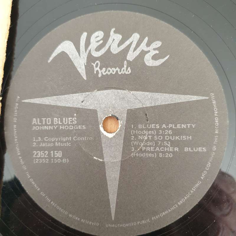 Johnny Hodges  Alto Blue  - Vinyl LP Record  - Fair/Good Quality (G) (goood)