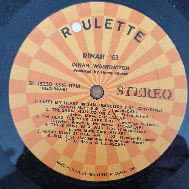Dinah Washington  Dinah '63 - Vinyl LP Record - Very-Good+ Quality (VG+) (verygoodplus)