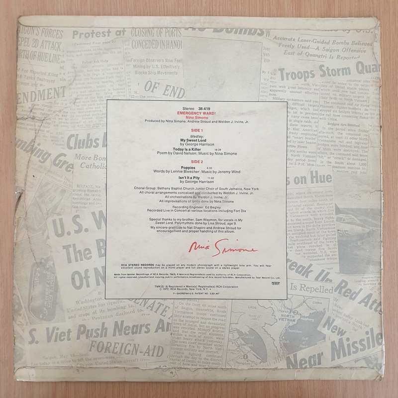 Nina Simone  Emergency Ward! (Nina Simone In Concert)  Vinyl LP Record - Very-Good- Qual...
