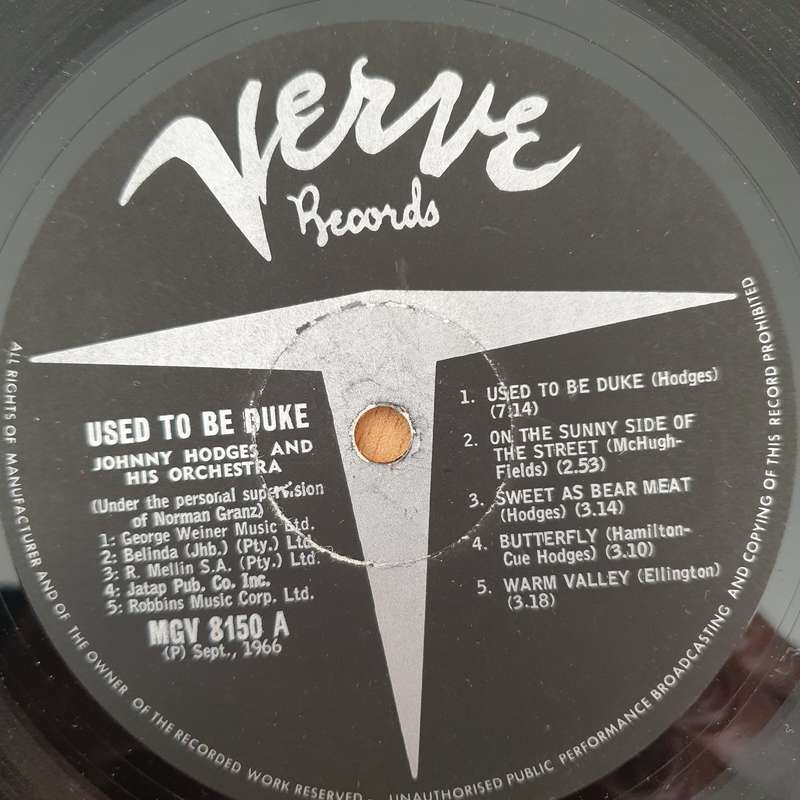 Johnny Hodges And His Orchestra  Used To Be Duke  Vinyl LP Record - Very-Good- Quality (VG-...