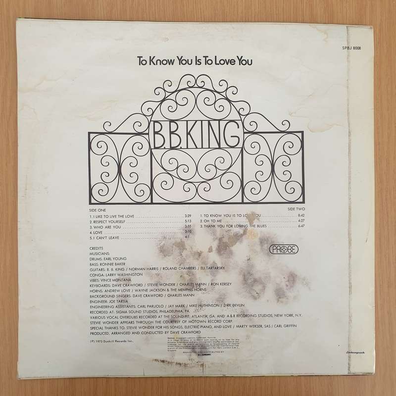 B.B. King  To Know You Is To Love You - Vinyl LP Record - Very-Good+ Quality (VG+) (verygoodplus)