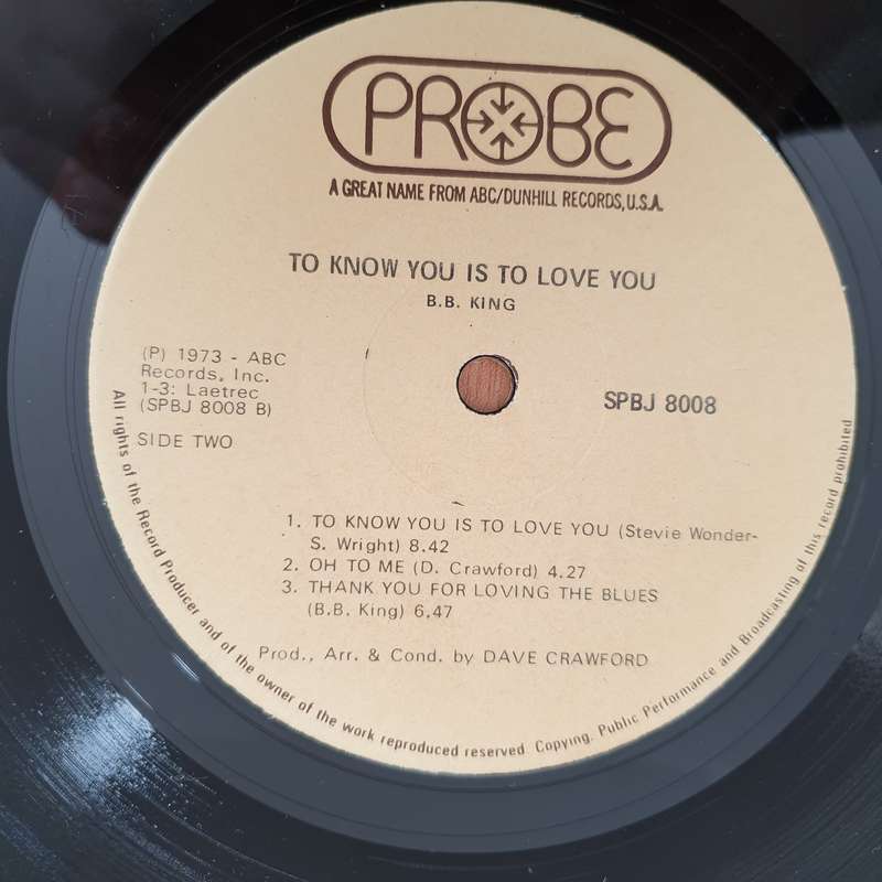 B.B. King  To Know You Is To Love You - Vinyl LP Record - Very-Good+ Quality (VG+) (verygoodplus)