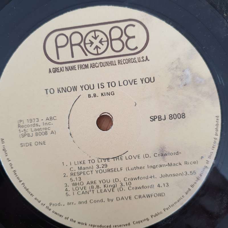 B.B. King  To Know You Is To Love You - Vinyl LP Record - Very-Good+ Quality (VG+) (verygoodplus)
