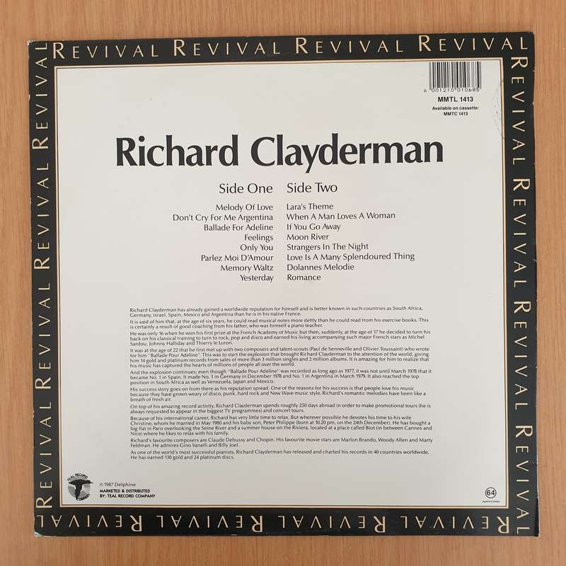 Richard Clayderman - Revival Series -  Vinyl LP Record - Very-Good+ Quality (VG+)