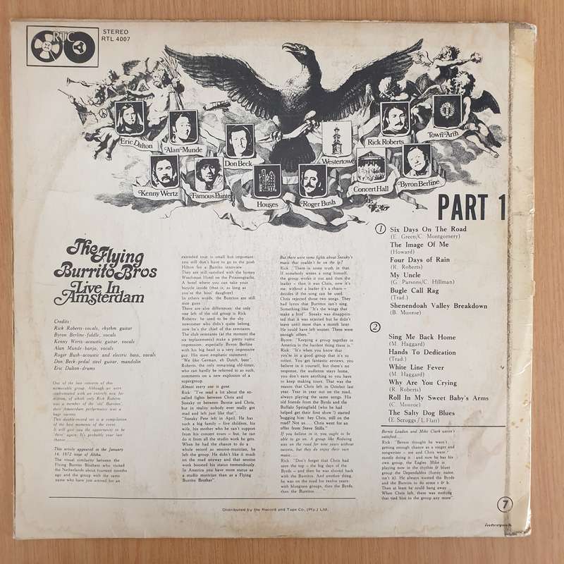 The Flying Burrito Bros  Live In Amsterdam  - Vinyl LP Record - Very-Good Quality (VG)  (ve...
