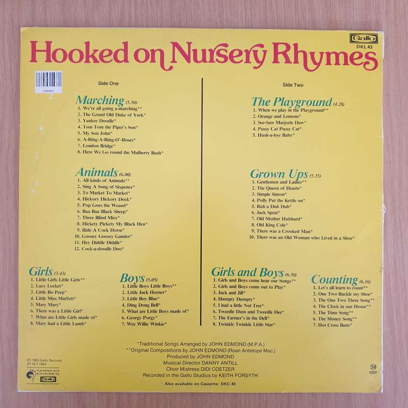 Hooked on Nursery Rhymes with John Edmond and Joanna Field - Vinyl LP Record - Very-Good+ Quality...