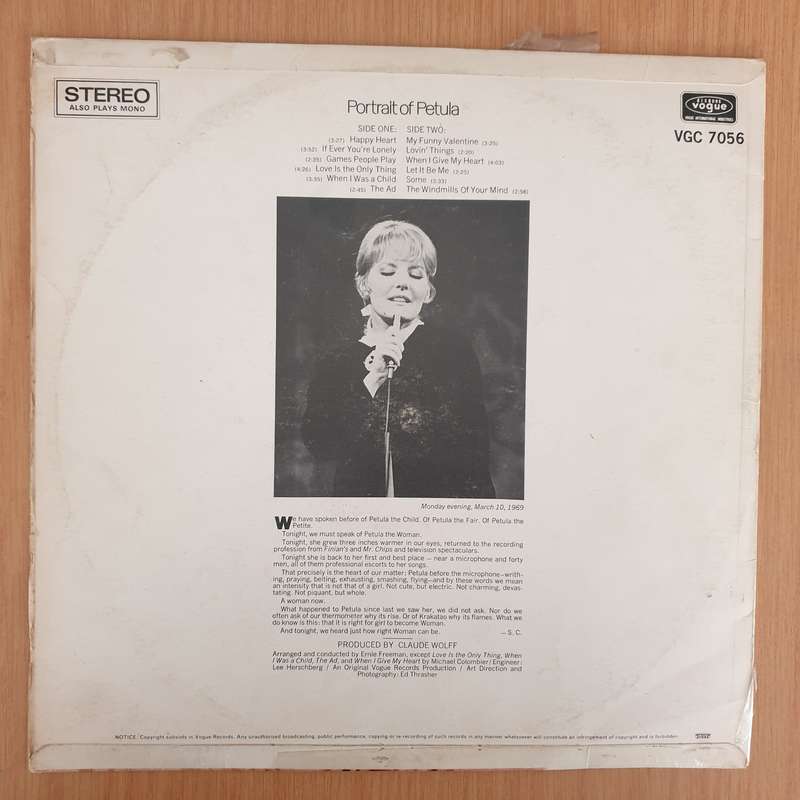 Petula Clark - Happy Heart  Vinyl LP Record - Very-Good- Quality (VG-) (minus)