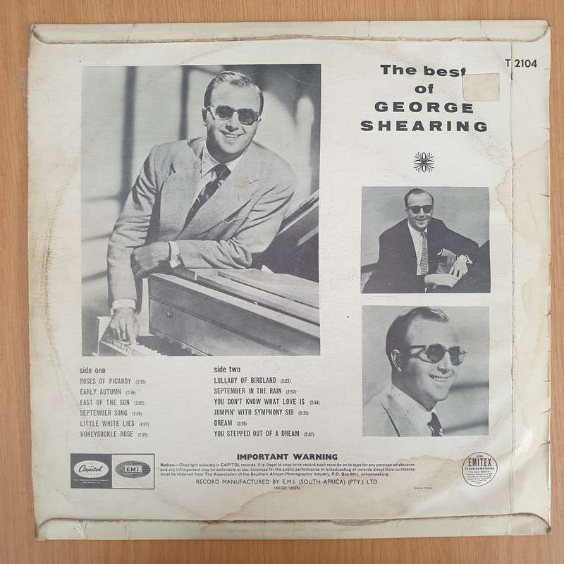George Shearing  The Best Of George Shearing   Vinyl LP Record - Very-Good- Quality (VG-...